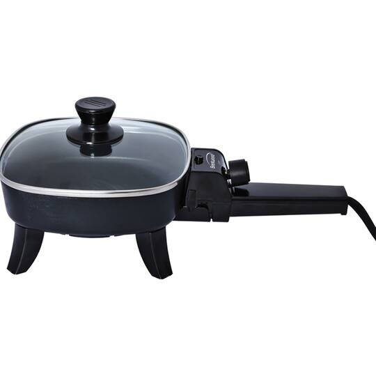 Brentwood 6" Black Nonstick Electric Skillet with Glass Lid